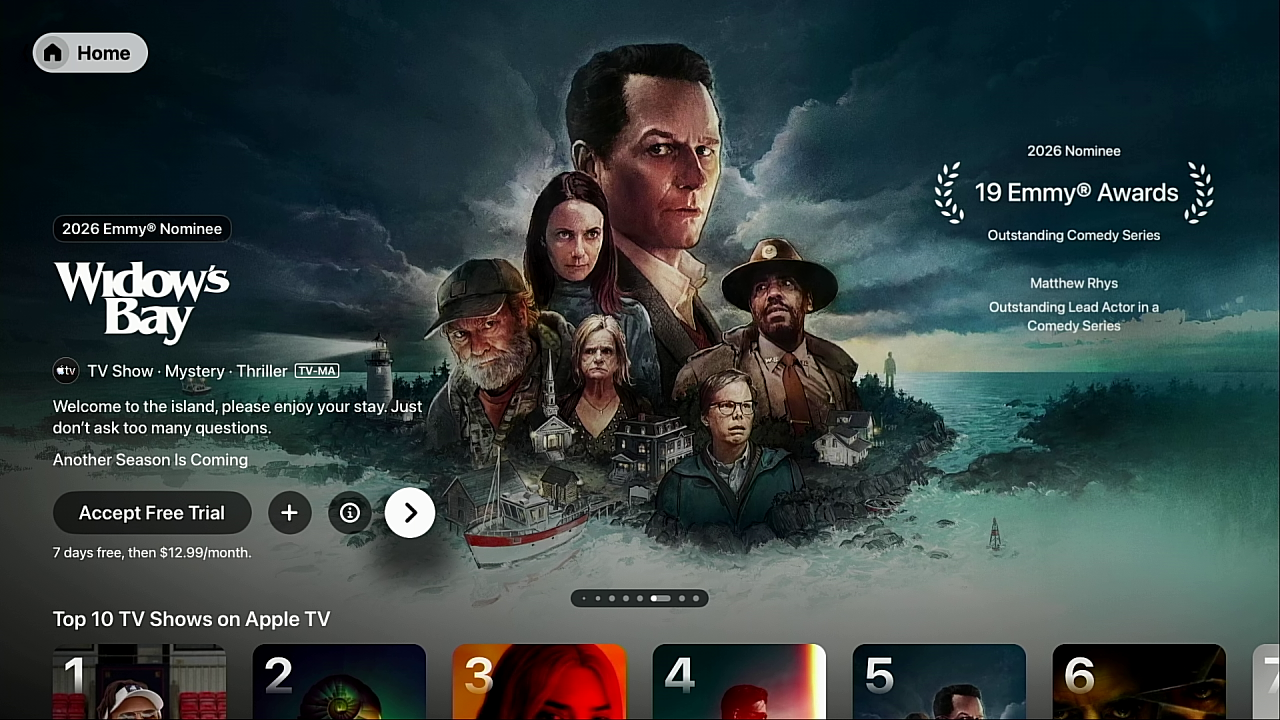 Widow's Bay featured Apple TV hero placement